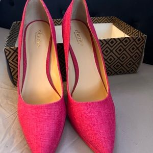 Magenta linen brand new high heels